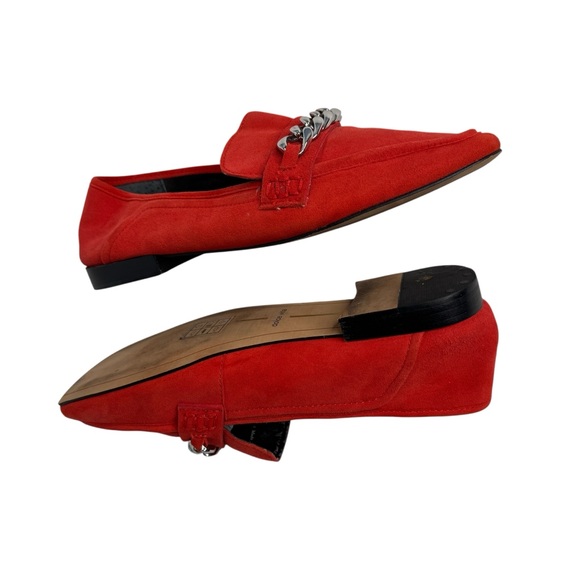 DOLCE VITA RED SUEDE SILVER CHAIN EMBELLISHMENT LOAFERS SZ 8 - Picture 9 of 11